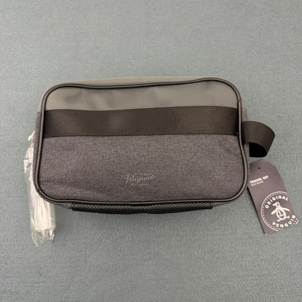 Original Penguin Travel Kit Mens Gray Dopp Kit Toiletry‎ Bag 9x5.5x3"
